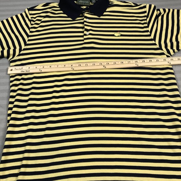 Masters Collection Polo Shirt Mens Large Yellow Navy Stripe Pima Cotton Golf - Picture 5 of 7